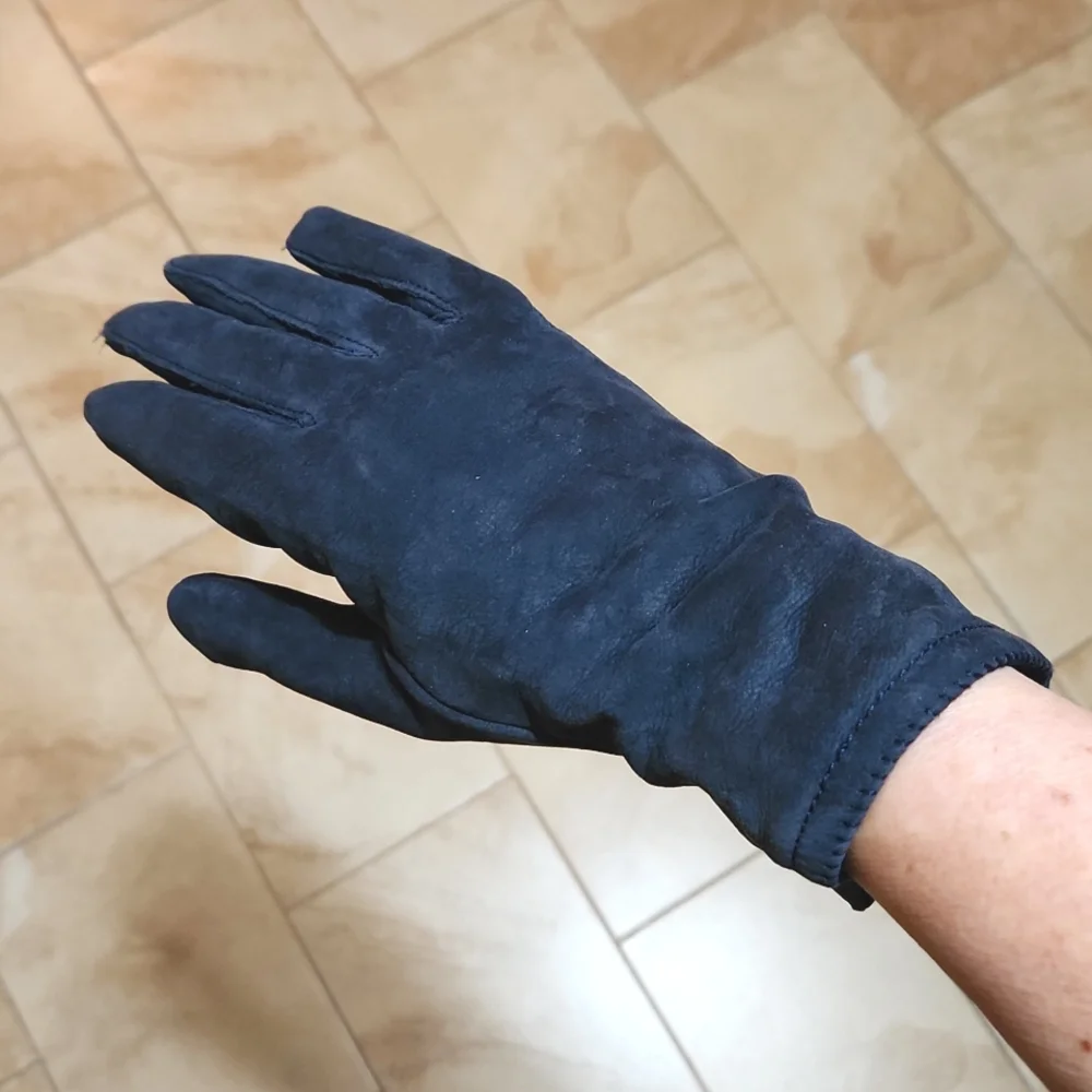 Grandoe Ladies Black Sueded Leather Gloves